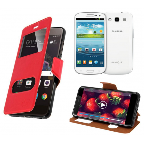 HOUSSE ETUI FOLIO SAMSUNG Galaxy S3 - i9300 (Rouge)
