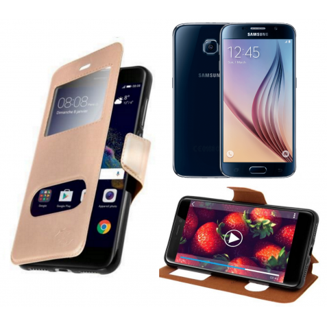 HOUSSE ETUI FOLIO SAMSUNG Galaxy S5 G-920 (Doré)
