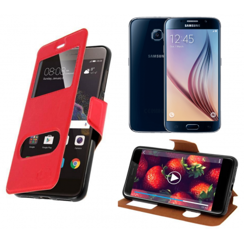 HOUSSE ETUI FOLIO SAMSUNG Galaxy S5 G-920 (Rouge)