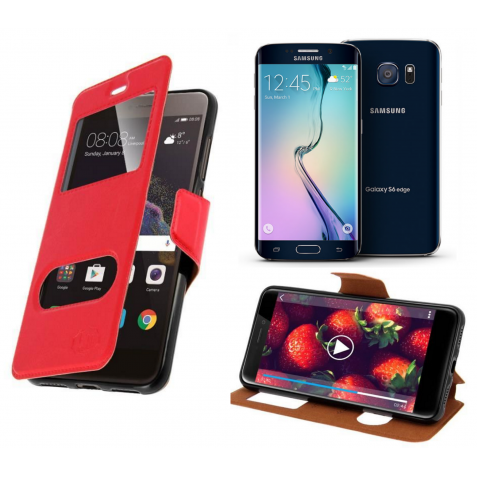 HOUSSE ETUI FOLIO SAMSUNG Galaxy S6 Edge (Rouge)