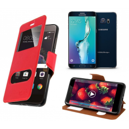 HOUSSE ETUI FOLIO SAMSUNG Galaxy S6 Edge Plus (Rouge)