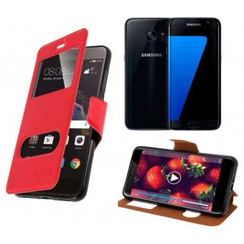 HOUSSE ETUI FOLIO SAMSUNG Galaxy S7 Edge (Rouge)