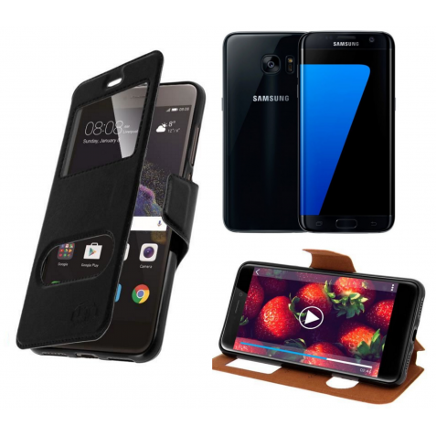 HOUSSE ETUI FOLIO SAMSUNG Galaxy S7 Edge (Noir)