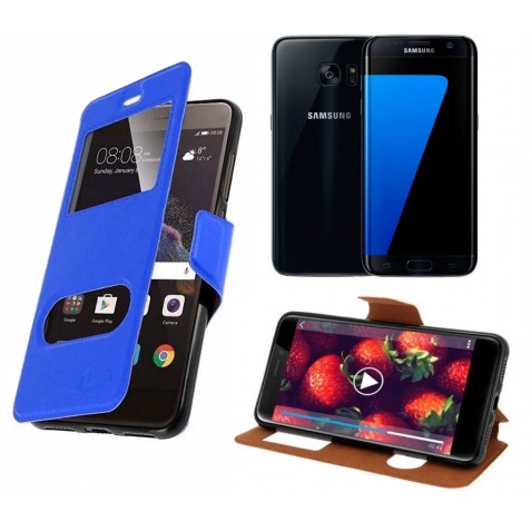 HOUSSE ETUI FOLIO SAMSUNG Galaxy S7 Edge (Bleu)