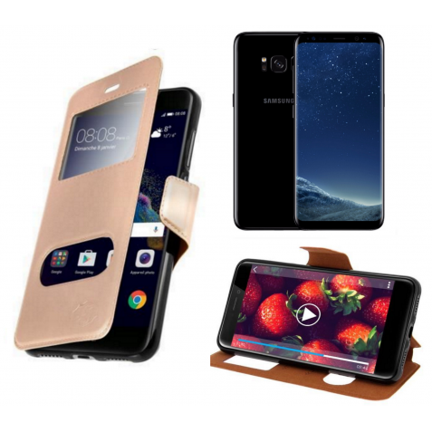 HOUSSE ETUI FOLIO SAMSUNG Galaxy S8 (Doré)