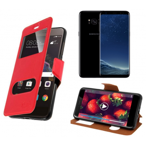 HOUSSE ETUI FOLIO SAMSUNG Galaxy S8 (Rouge)