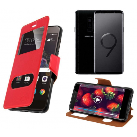 HOUSSE ETUI FOLIO SAMSUNG Galaxy S9 (Rouge)