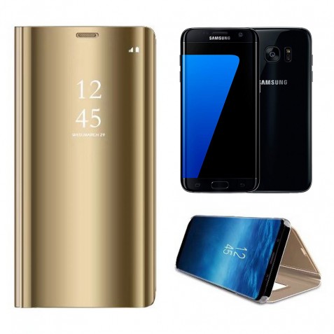 Etui Housse Clear View pour Samsung Galaxy S7 edge Or