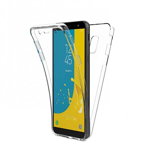 New&Teck Coque 360 Degré Samsung Galaxy J6 2018 – Protection en Rigide, Housse Etui Tactile 360 degré – Antichoc, Transparent