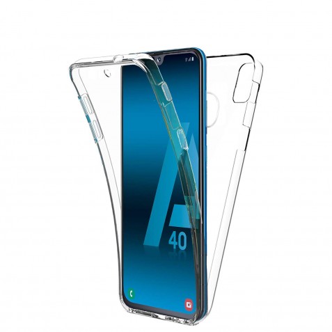 Coque 360 Degré Samsung Galaxy A40 – Protection en Rigide, Housse Etui Tactile 360 degré – Antichoc, Transparent