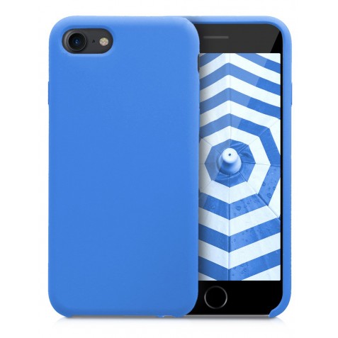 Coque iPhone 7G/8G en Silicone Liquide Anti-Rayure Bleu