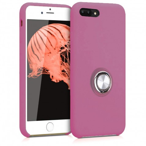 Coque iPhone 7Plus/8Plus en Silicone Violet avec Bague