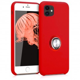 Coque iPhone 11 en Silicone Rouge avec Bague