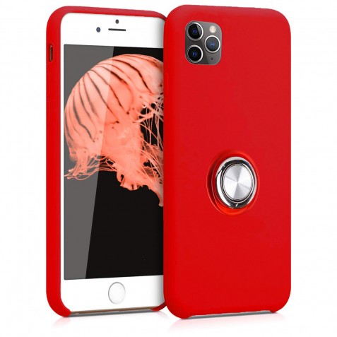 Coque iPhone 11 Pro en Silicone Rouge avec Bague